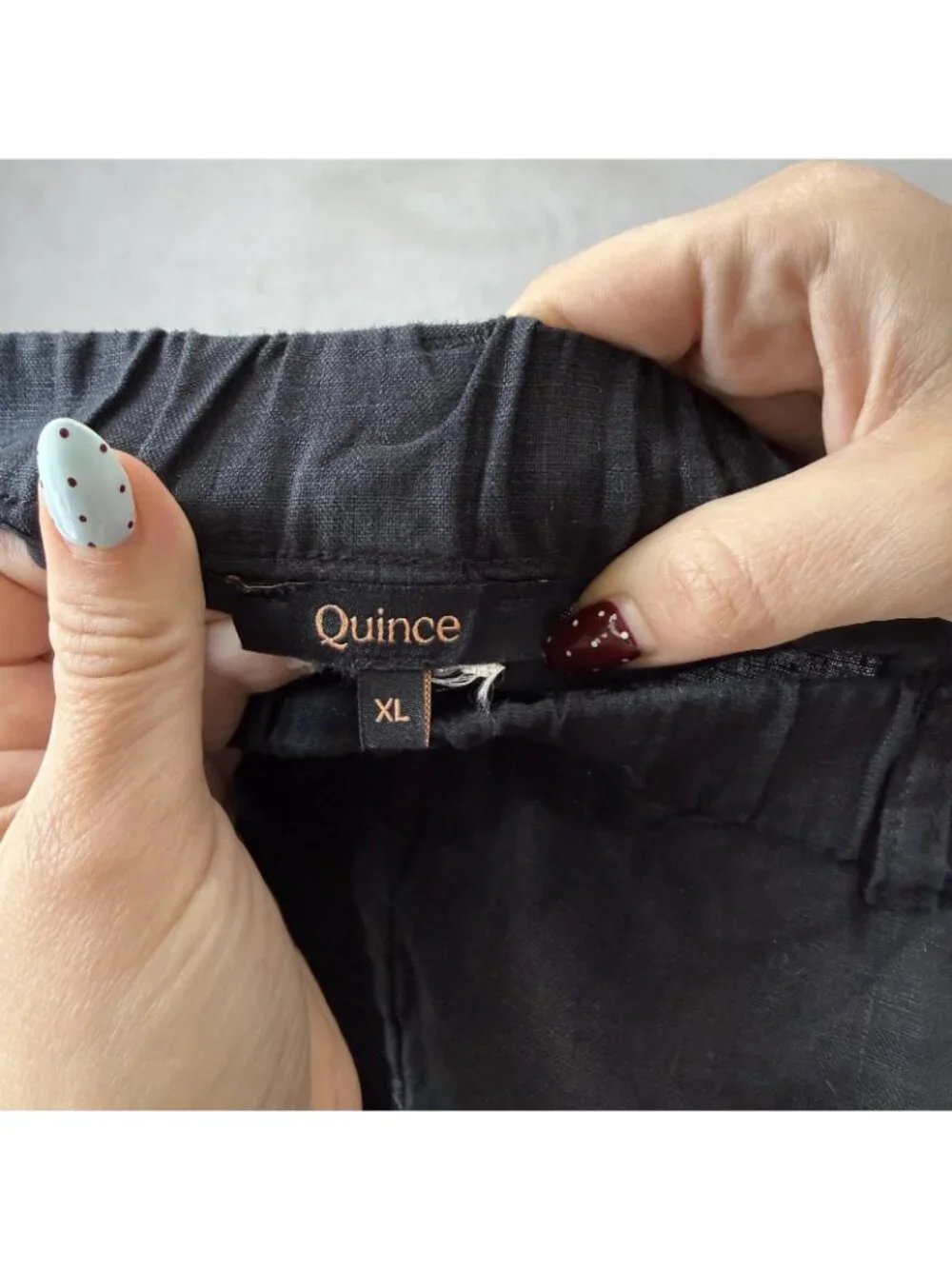 Quince Linen Pants Womens XL Black Cropped Relaxed Elastic Waist Pockets Casual
